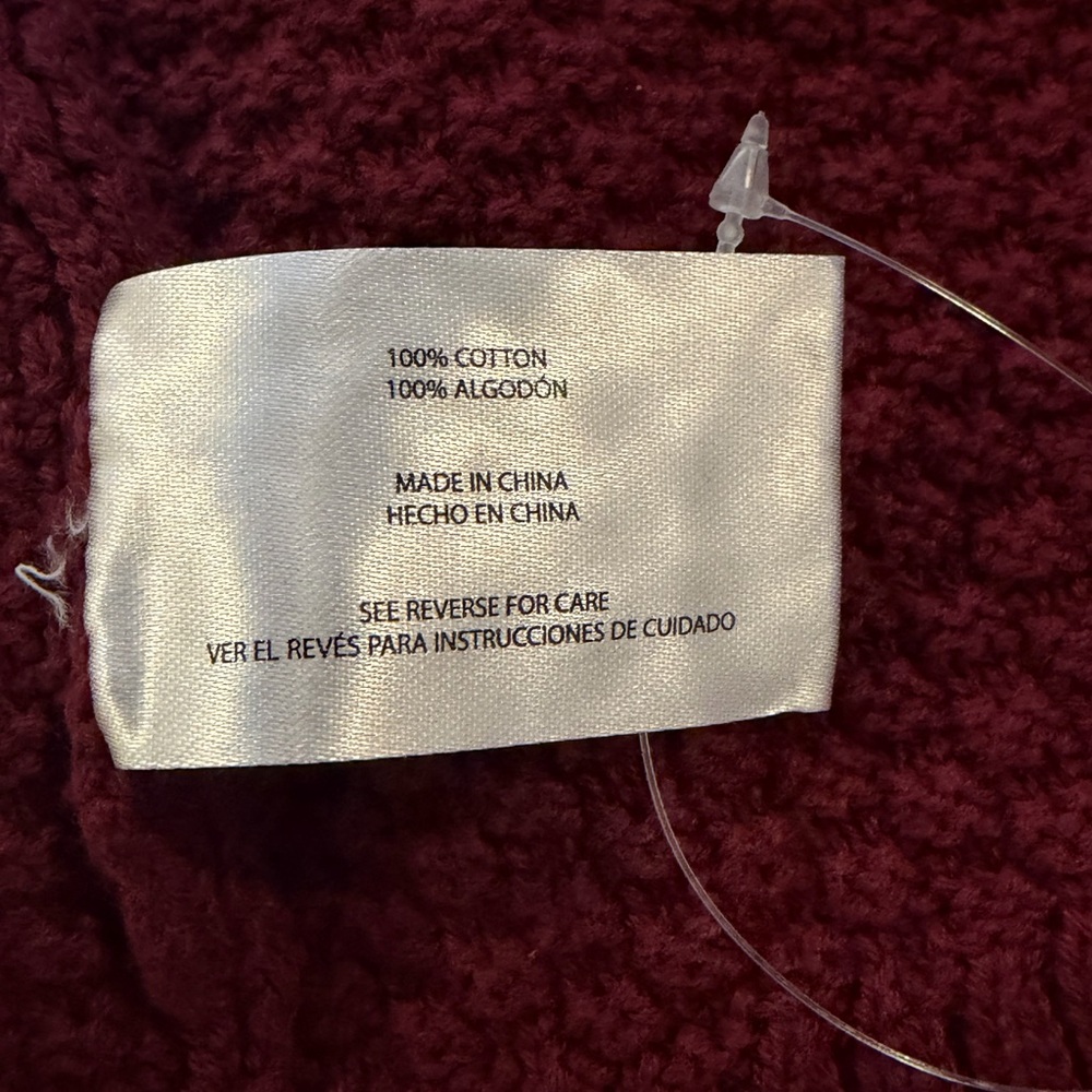 Gap Open Front Cardigan Sweater Small Burgundy Waffle Knit Long Sleeve Pockets - Picture 10 of 13